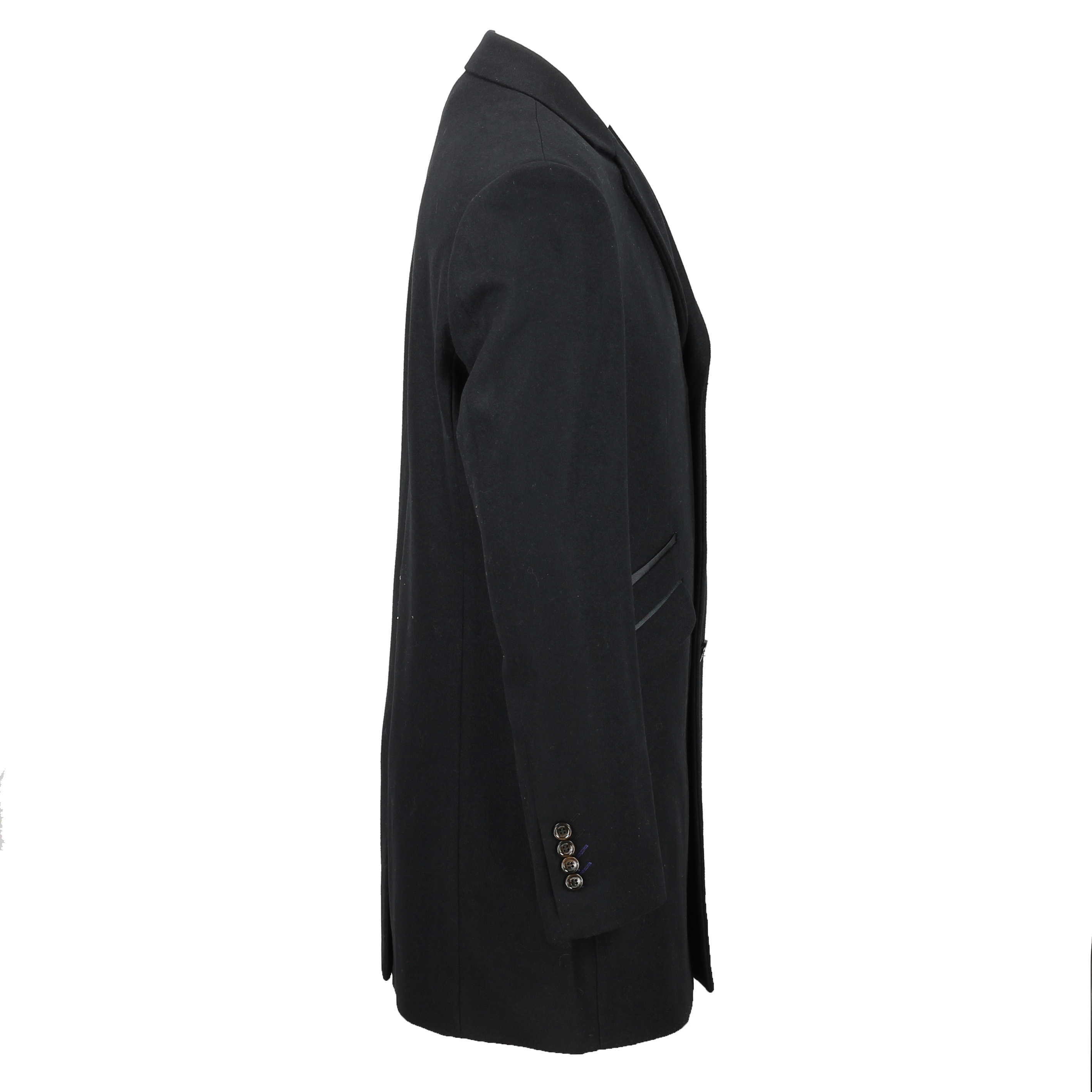 Mens Vintage Wool 3 4 Long Overcoat Tweed Crombie Winter Jacket Black Grey Navy Ebay